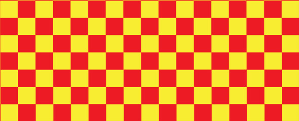 vector of panorama of red and yellow chessboard background. pattern for fashion, border, cloth, flag, wrapping paper, cover skin, table cloth, scene. flag.