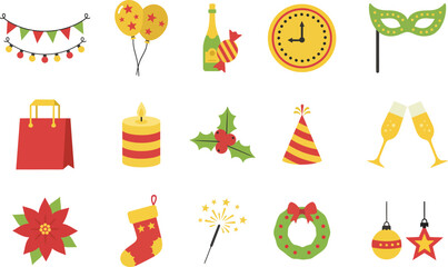 Festive party icons for celebration and holiday events