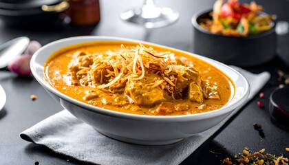 chicken curry with fried onions