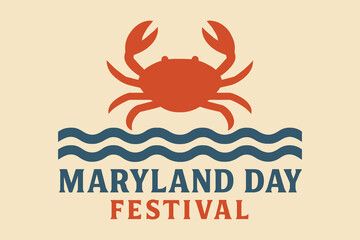 Maryland day festival celebration with crab and waves graphic