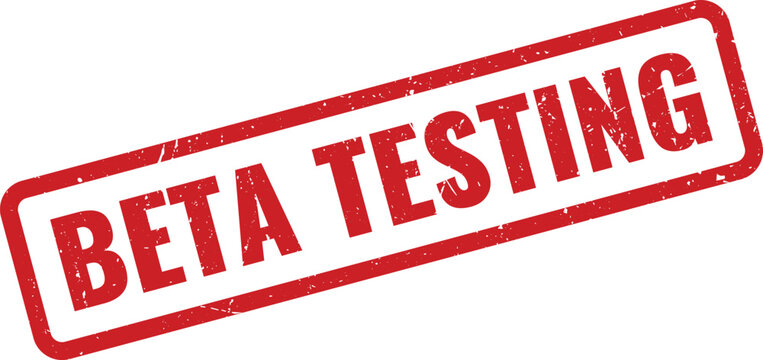 Essential Beta Testing red grunge rubber stamp for new product development phases