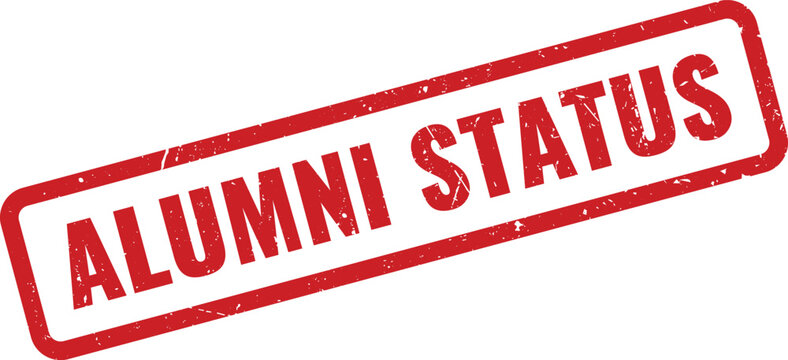 Official Alumni Status Red Grunge Rubber Stamp Representing University Graduate Recognition