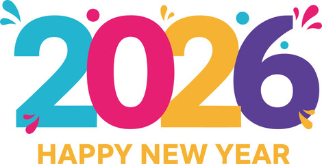 Colorful 2026 happy new year celebration graphic design