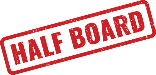 Half Board Red Rubber Stamp Symbol for Hotel Package and Meal Indication