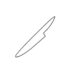 Black line art kitchen knife on white background