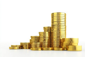 Stacks of golden coins representing financial growth and wealth accumulation