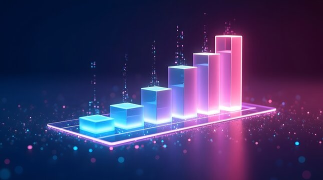 Visualize business growth with this modern, glowing graph showcasing success and financial progress - Powered by Adobe