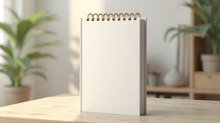 Blank notebook on desk mockup for your designs, perfect for planning or capturing creative ideas