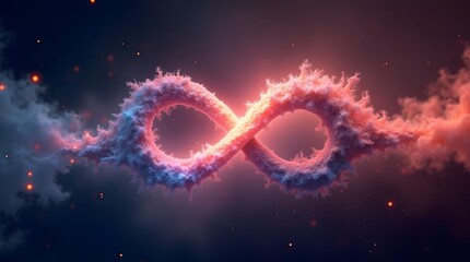Ethereal infinity symbol glowing with cosmic energy and vibrant colors , purpose for background
