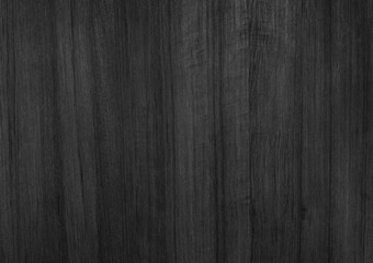 Fototapeta premium Dark Black Teak Wood Texture Background | Close-up of Natural Polished Veneer with Vertical Grain Pattern and Monochrome | Elegant Interior Design Material.