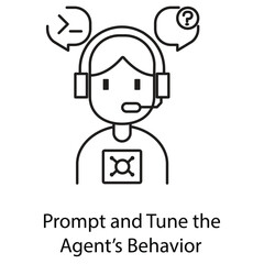 Prompt and Tune the Agent’s Behavior Icon. Vector Design