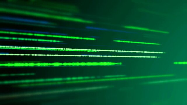 abstract line green blue light design motion wave data technology texture background 
