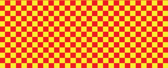 vector of panorama of red and yellow chessboard background. pattern for fashion, border, cloth, flag, wrapping paper, cover skin, table cloth, scene. flag. vector