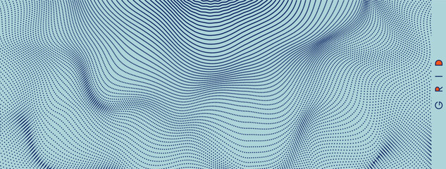 Background with convex forms. Grid surface. Vibrant trendy texture. 3d network design with particles. Cover design template. 3d dynamic vector illustration for banner, flyer, poster or brochure.