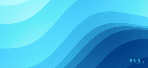 Obraz premium Blue abstract background. Water surface. Sky with clouds. Landscape with mountains. Vector illustration for design.