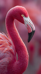 Obraz premium Ultra realistic macro photo of a flamingo with rich pink feathers