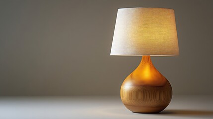 Elegant modern table lamp with textured shade and wooden base high resolution image