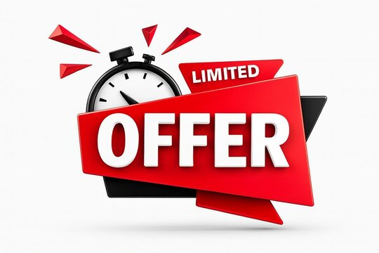 Urgent limited time offer with stopwatch symbolizing countdown for special sales and promotions