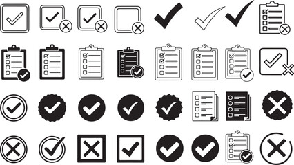 Checklist vector icon set checkmarks vector cross symbols design.eps