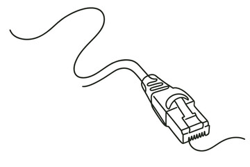 Obraz premium Ethernet cable line art illustration with loose end