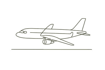 Simple outline of commercial airplane taking off