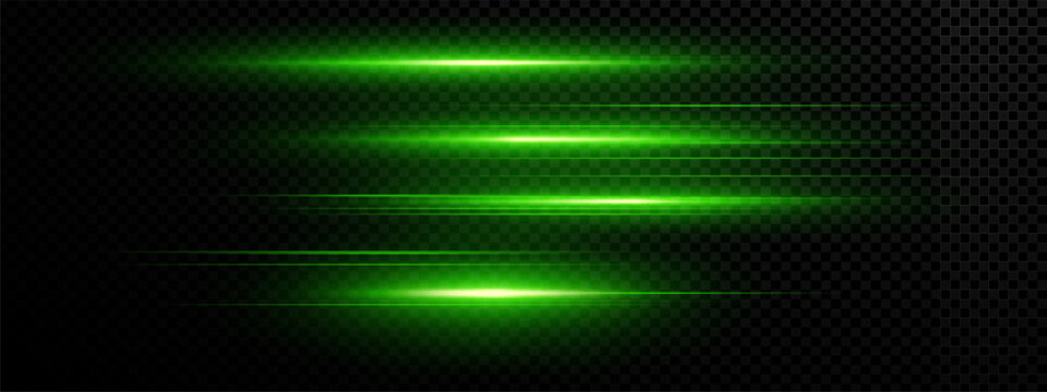 Speed line with effect png green and light. Cartoon laser glow with neon and speed. Line effect energy twirl sparkle thunderstorm flare tech car bolt shiny beam anime technology funnel thunder streak.