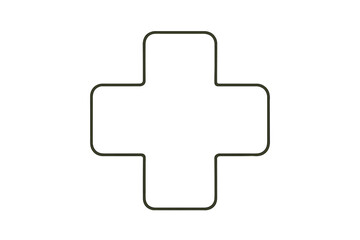 Obraz premium Minimalist black outline cross on white background