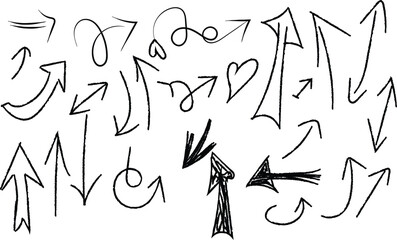 Hand drawn arrow doodles in various directions for presentations and designs