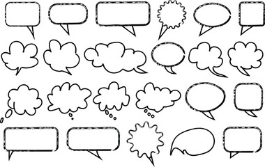 Fototapeta premium Hand Drawn Speech Bubbles and Thought Bubbles Sketch Set Illustration