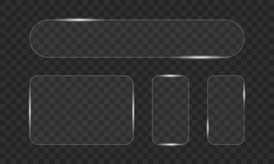 Glossy Transparent UI Buttons on Dark Checkered Background