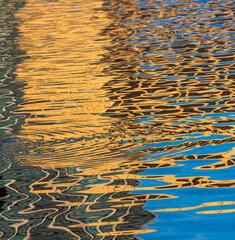 Textures of refletions and movement of waves in Water.