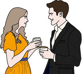 커피 대화하는 부부 커플 