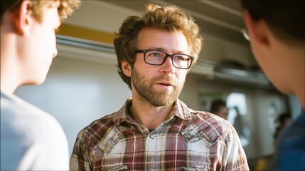 A teacher stands in front of multiethnic students, facilitating an engaging lesson in class