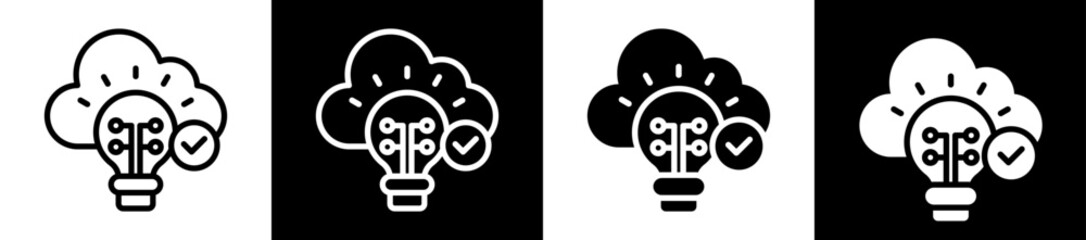 Cloud Innovation Icon Set In Black And White Filled Style Collection 