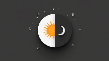 Illustration composition with contrasting objects: day and night, hot and cold. Modern style for educational materials and visual aids