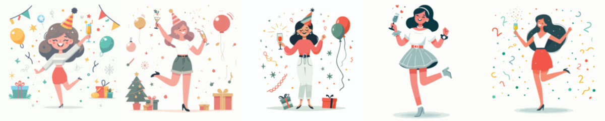 vector of woman drinking together celebrating new year