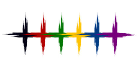 Plus and minus icon drawn with a brush in different colors.