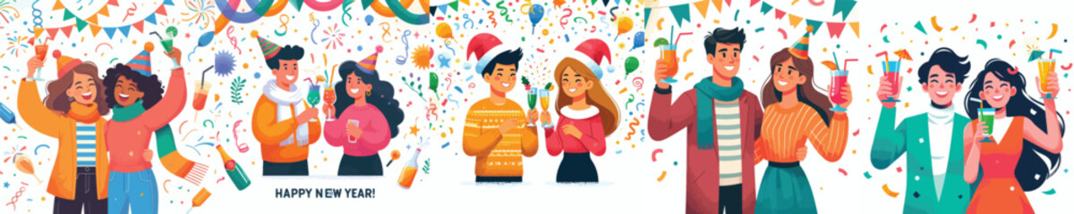 vector of couple drinking together celebrating new year