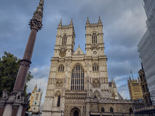 Beautiful view of Westminster Abbey, showcasing its iconic Gothic architecture, historic royal heritage, and its prominent setting in central London