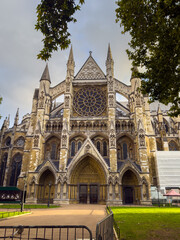 Beautiful view of Westminster Abbey, showcasing its iconic Gothic architecture, historic royal heritage, and its prominent setting in central London