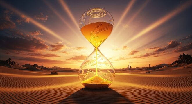 Giant Hourglass in the Desert at Sunset - Powered by Adobe