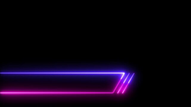 Lower third animation with neon. Suitable for content information or broadcast. Video animation in 4k quality with alpha channel black screen background. Lower third live breaking news
