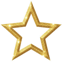 Golden Glitter Star Frame With Sparkles On White Background Keywords: star, glitter, gold