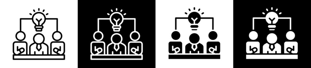 Brainstorming Icon Set In Black And White Filled Style Collection 