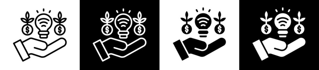Smart Investment Icon Set In Black And White Filled Style Collection 