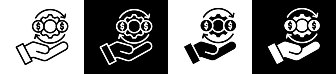 Financial Services Icon Set In Black And White Filled Style Collection 
