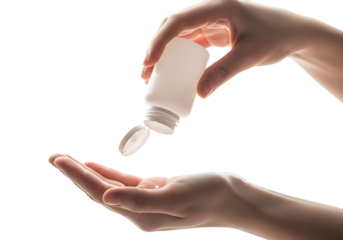 Hand sanitizer being applied for personal hygiene and cleanliness. isolated on transparent background