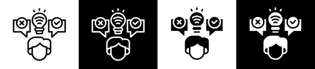 Smart Decision Icon Set In Black And White Filled Style Collection 
