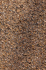 Small pebbles forming a natural gravel surface with a soft diagonal shadow, warm earthy colors and rich detail, ideal abstract stone texture background.