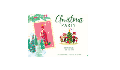 christmas party vector illustration | festive holiday celebration design- Christmas Invitation cards